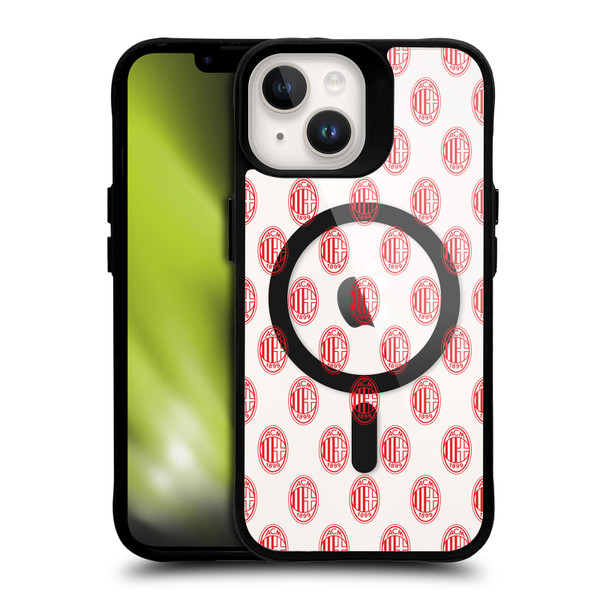 AC Milan Logo Icon Crest Pattern BLACK SHOCKPROOF BUMPER CASE COMPATIBLE WITH  & MAGSAFE Apple iPhone 14