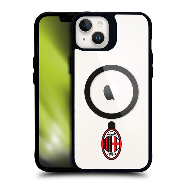 AC Milan Logo Icon Crest Minimalist BLACK SHOCKPROOF BUMPER CASE COMPATIBLE WITH  & MAGSAFE Apple iPhone 14 Plus