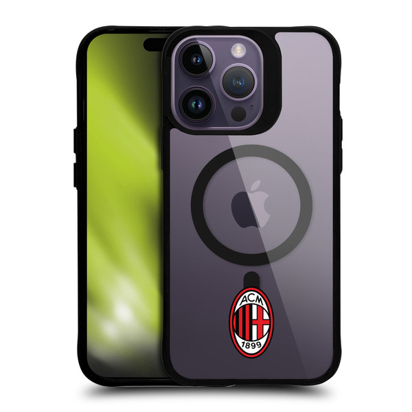 AC Milan Logo Icon Crest Minimalist BLACK SHOCKPROOF BUMPER CASE COMPATIBLE WITH  & MAGSAFE Apple iPhone 14 Pro Max