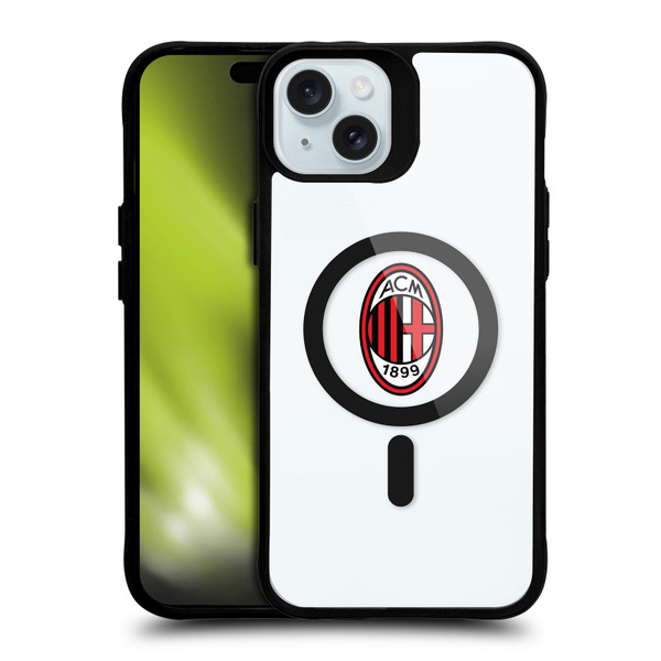 AC Milan Logo Icon Crest BLACK SHOCKPROOF BUMPER CASE COMPATIBLE WITH  & MAGSAFE Apple iPhone 15 Plus