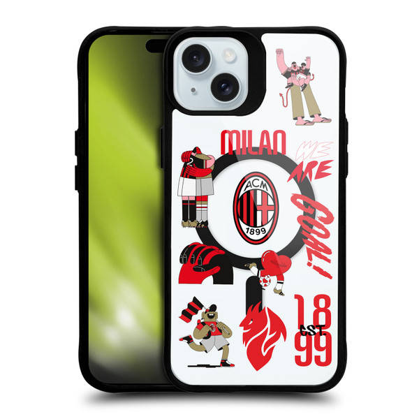 AC Milan Logo Icon Icons BLACK SHOCKPROOF BUMPER CASE COMPATIBLE WITH  & MAGSAFE Apple iPhone 15 Plus