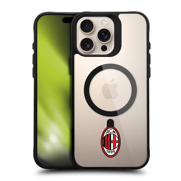 AC Milan Logo Icon Crest Minimalist BLACK SHOCKPROOF BUMPER CASE COMPATIBLE WITH  & MAGSAFE Apple iPhone 16 Pro Max
