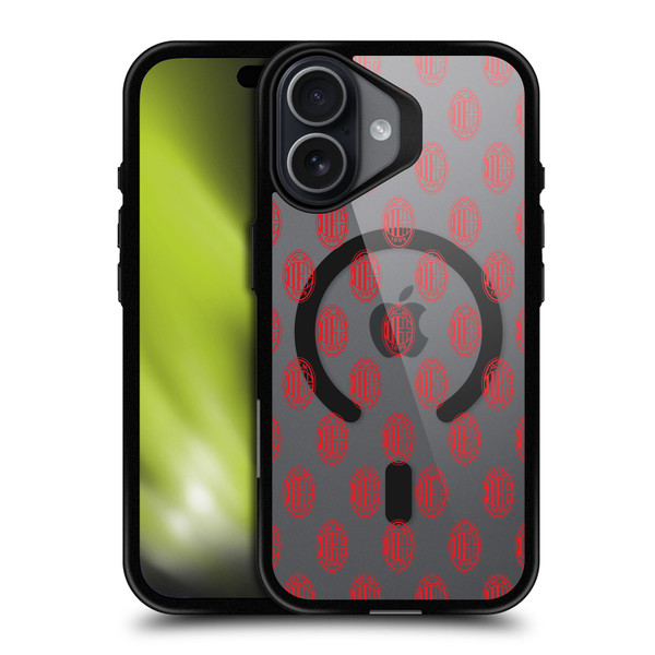 AC Milan Logo Icon Crest Pattern BLACK SHOCKPROOF BUMPER CASE COMPATIBLE WITH  & MAGSAFE Apple iPhone 17