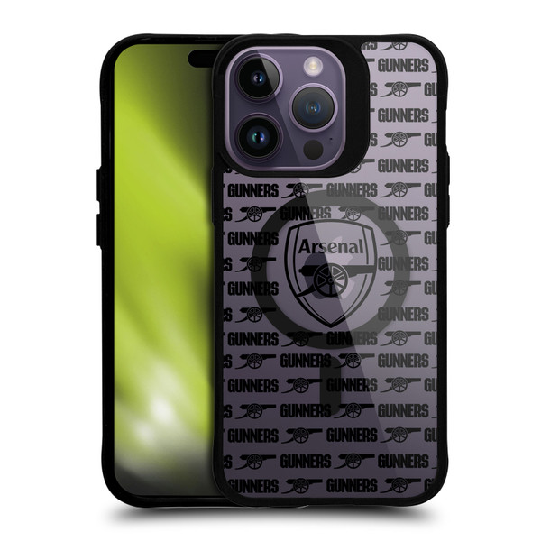 Arsenal FC Logo Icon Gunners Pattern BLACK SHOCKPROOF BUMPER CASE COMPATIBLE WITH  & MAGSAFE Apple iPhone 14 Pro Max