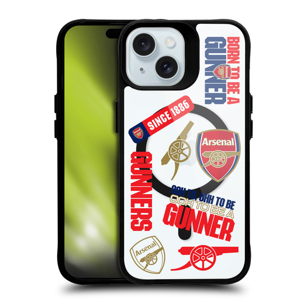 Arsenal FC Logo Icon Icons BLACK SHOCKPROOF BUMPER CASE COMPATIBLE WITH  & MAGSAFE Apple iPhone 15