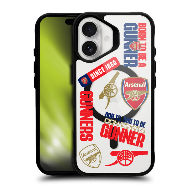 Arsenal FC Logo Icon Icons BLACK SHOCKPROOF BUMPER CASE COMPATIBLE WITH  & MAGSAFE Apple iPhone 16