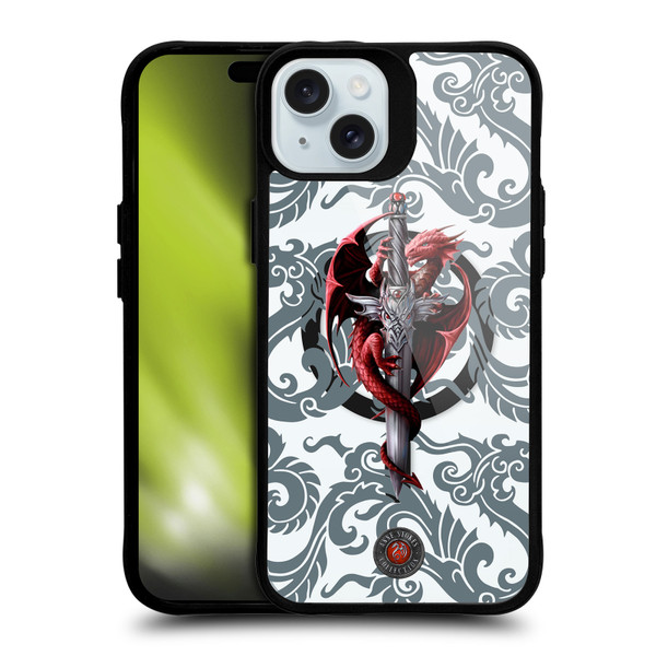 Anne Stokes Mixed Fantasy Art Dragon Dagger BLACK SHOCKPROOF BUMPER CASE COMPATIBLE WITH  & MAGSAFE Apple iPhone 15 Plus