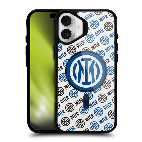 Fc Internazionale Milano Logo Icon Crest Pattern BLACK SHOCKPROOF BUMPER CASE COMPATIBLE WITH  & MAGSAFE Apple iPhone 16 Plus