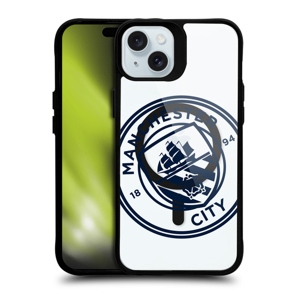 Manchester City Man City FC Logo Icon Oversized BLACK SHOCKPROOF BUMPER CASE COMPATIBLE WITH  & MAGSAFE Apple iPhone 15 Plus