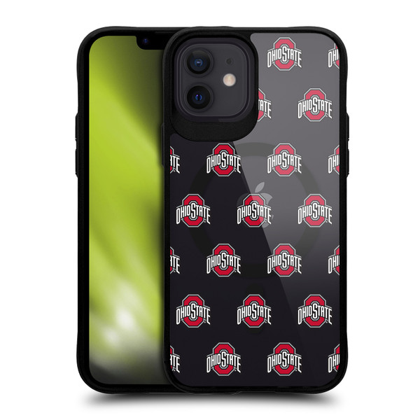 Ohio State University Logo Icon Pattern BLACK SHOCKPROOF BUMPER CASE COMPATIBLE WITH  & MAGSAFE Apple iPhone 12 / iPhone 12 Pro