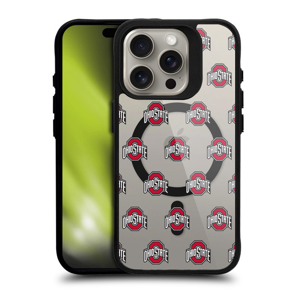 Ohio State University Logo Icon Pattern BLACK SHOCKPROOF BUMPER CASE COMPATIBLE WITH  & MAGSAFE Apple iPhone 15 Pro