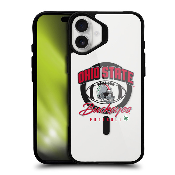 Ohio State University Logo Icon Football BLACK SHOCKPROOF BUMPER CASE COMPATIBLE WITH  & MAGSAFE Apple iPhone 16 Plus