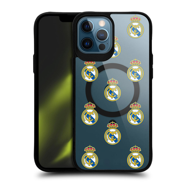 Real Madrid CF Logo Icon Pattern BLACK SHOCKPROOF BUMPER CASE COMPATIBLE WITH  & MAGSAFE Apple iPhone 12 Pro Max