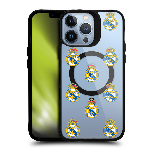 Real Madrid CF Logo Icon Pattern BLACK SHOCKPROOF BUMPER CASE COMPATIBLE WITH  & MAGSAFE Apple iPhone 13 Pro Max