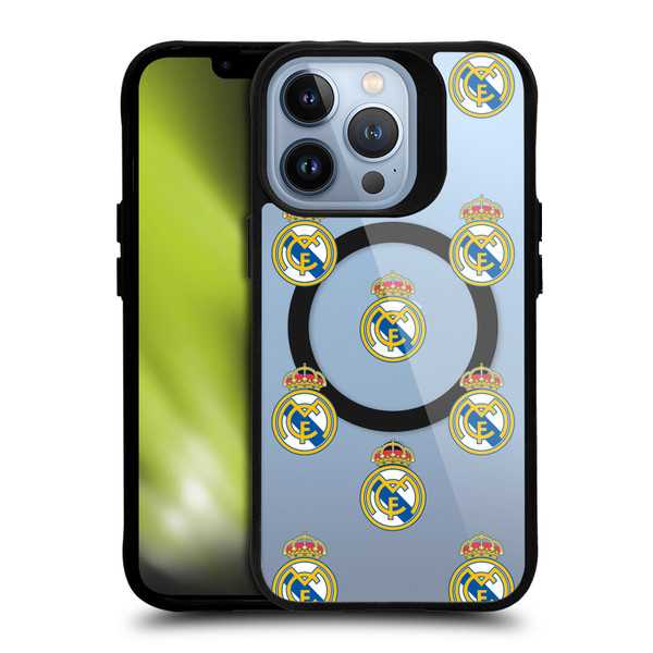 Real Madrid CF Logo Icon Pattern BLACK SHOCKPROOF BUMPER CASE COMPATIBLE WITH  & MAGSAFE Apple iPhone 13 Pro