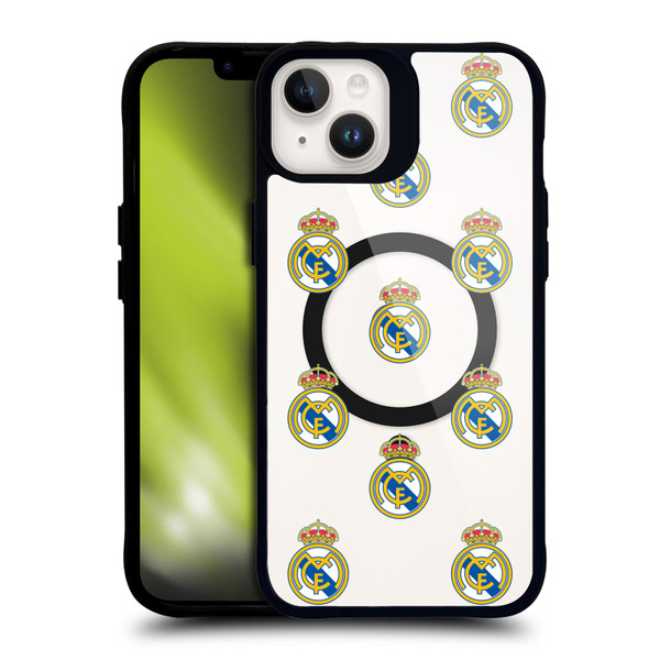 Real Madrid CF Logo Icon Pattern BLACK SHOCKPROOF BUMPER CASE COMPATIBLE WITH  & MAGSAFE Apple iPhone 14 Plus