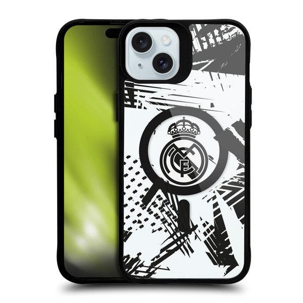 Real Madrid CF Logo Icon Urban BLACK SHOCKPROOF BUMPER CASE COMPATIBLE WITH  & MAGSAFE Apple iPhone 15 Plus