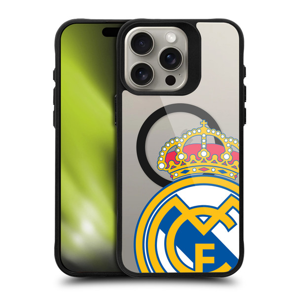 Real Madrid CF Logo Icon Crest Oversized BLACK SHOCKPROOF BUMPER CASE COMPATIBLE WITH  & MAGSAFE Apple iPhone 15 Pro Max