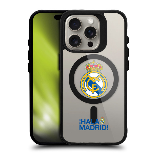 Real Madrid CF Logo Icon Hala Madrid BLACK SHOCKPROOF BUMPER CASE COMPATIBLE WITH  & MAGSAFE Apple iPhone 15 Pro