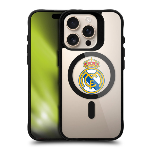 Real Madrid CF Logo Icon Crest BLACK SHOCKPROOF BUMPER CASE COMPATIBLE WITH  & MAGSAFE Apple iPhone 16 Pro