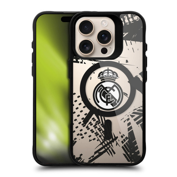 Real Madrid CF Logo Icon Urban BLACK SHOCKPROOF BUMPER CASE COMPATIBLE WITH  & MAGSAFE Apple iPhone 16 Pro