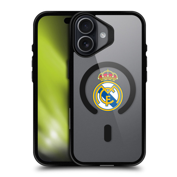 Real Madrid CF Logo Icon Crest BLACK SHOCKPROOF BUMPER CASE COMPATIBLE WITH  & MAGSAFE Apple iPhone 17