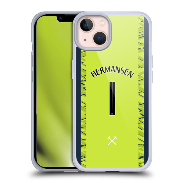 West Ham United FC 2025/26 Players Home Kit Mads Hermansen Soft Gel Case for Apple iPhone 13