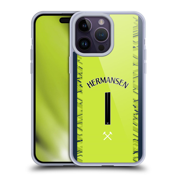 West Ham United FC 2025/26 Players Home Kit Mads Hermansen Soft Gel Case for Apple iPhone 14 Pro Max