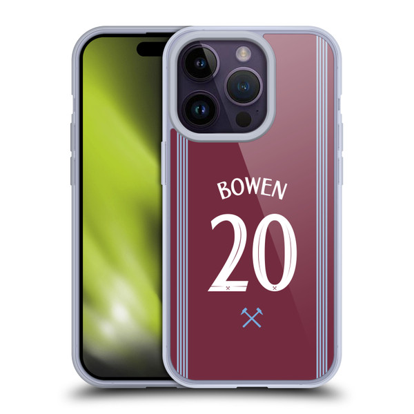 West Ham United FC 2025/26 Players Home Kit Jarrod Bowen Soft Gel Case for Apple iPhone 14 Pro