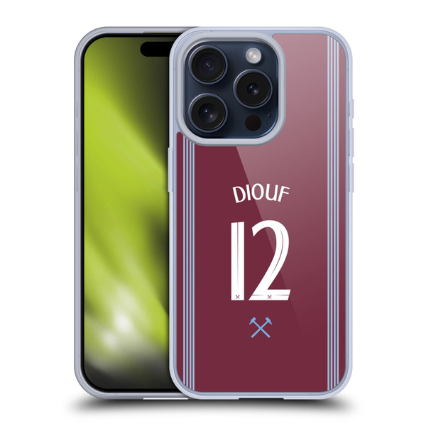 West Ham United FC 2025/26 Players Home Kit El Hadji Malick Diouf Soft Gel Case for Apple iPhone 15 Pro