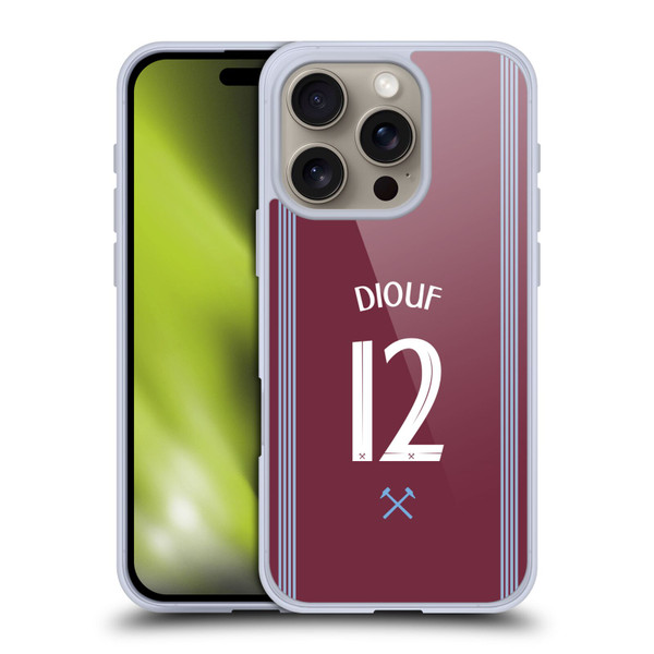 West Ham United FC 2025/26 Players Home Kit El Hadji Malick Diouf Soft Gel Case for Apple iPhone 16 Pro