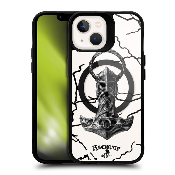 Alchemy Gothic Gothic Art Mjolnir Hammer BLACK SHOCKPROOF BUMPER CASE COMPATIBLE WITH  & MAGSAFE Apple iPhone 13