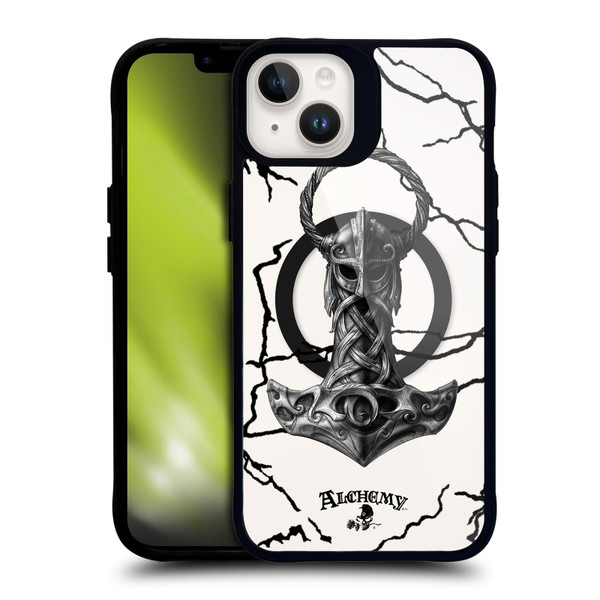 Alchemy Gothic Gothic Art Mjolnir Hammer BLACK SHOCKPROOF BUMPER CASE COMPATIBLE WITH Apple iPhone 14 Plus & MAGSAFE
