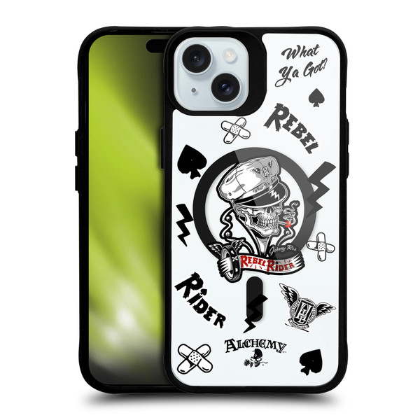 Alchemy Gothic Gothic Art Rebel Rider BLACK SHOCKPROOF BUMPER CASE COMPATIBLE WITH Apple iPhone 15 Plus & MAGSAFE