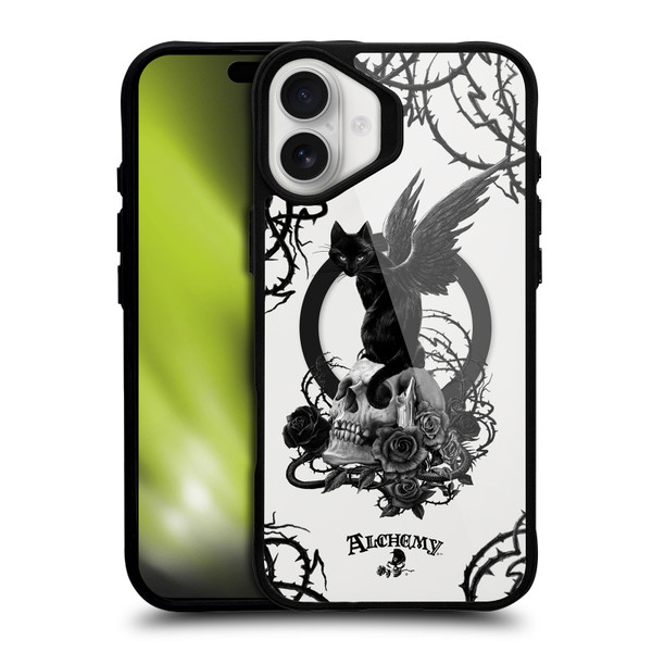 Alchemy Gothic Gothic Art Nine Lives Of Poe Skull Cat BLACK SHOCKPROOF BUMPER CASE COMPATIBLE WITH  & MAGSAFE Apple iPhone 16 Plus