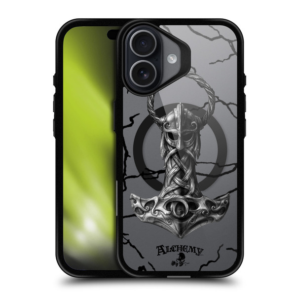 Alchemy Gothic Gothic Art Mjolnir Hammer BLACK SHOCKPROOF BUMPER CASE COMPATIBLE WITH Apple iPhone 17 & MAGSAFE