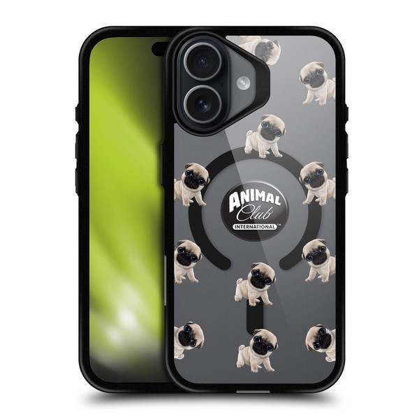 Animal Club International Icons Pug Pattern BLACK SHOCKPROOF BUMPER CASE COMPATIBLE WITH  & MAGSAFE Apple iPhone 17