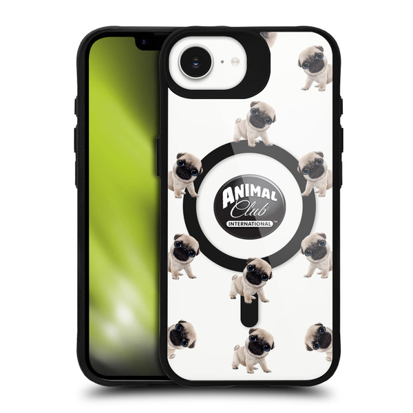 Animal Club International Icons Pug Pattern BLACK SHOCKPROOF BUMPER CASE COMPATIBLE WITH  & MAGSAFE Apple iPhone 16e