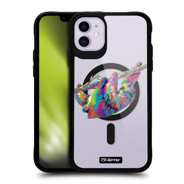 P.D. Moreno Gothic Art Sloth BLACK SHOCKPROOF BUMPER CASE COMPATIBLE WITH  & MAGSAFE Apple iPhone 11