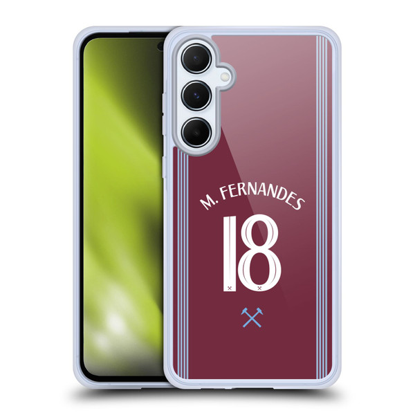 West Ham United FC 2025/26 Players Home Kit Mateus Fernandes Soft Gel Case for Samsung Galaxy A55 5G