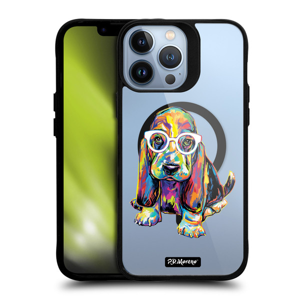 P.D. Moreno Gothic Art Basset Hound BLACK SHOCKPROOF BUMPER CASE COMPATIBLE WITH  & MAGSAFE Apple iPhone 13 Pro Max