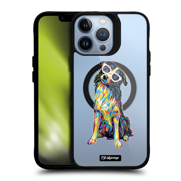 P.D. Moreno Gothic Art Border Collie BLACK SHOCKPROOF BUMPER CASE COMPATIBLE WITH  & MAGSAFE Apple iPhone 13 Pro Max
