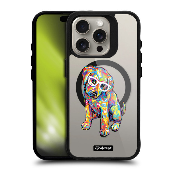 P.D. Moreno Gothic Art Labrador Retriever BLACK SHOCKPROOF BUMPER CASE COMPATIBLE WITH  & MAGSAFE Apple iPhone 15 Pro