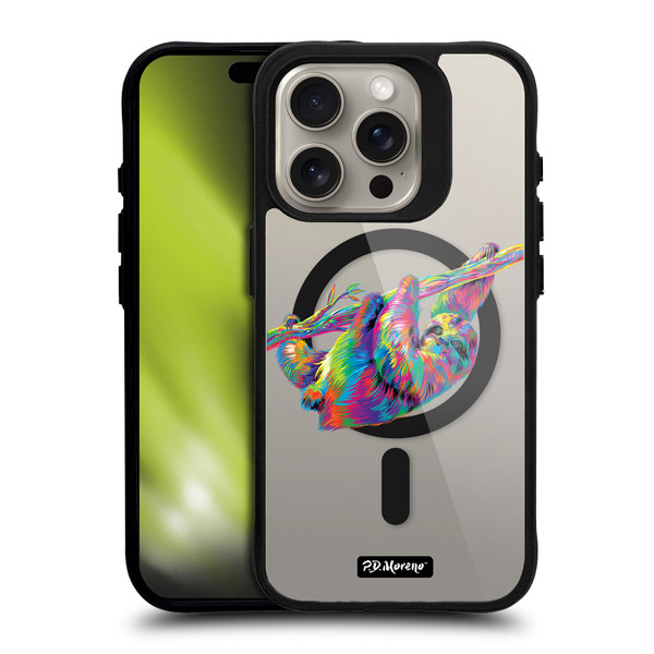 P.D. Moreno Gothic Art Sloth BLACK SHOCKPROOF BUMPER CASE COMPATIBLE WITH  & MAGSAFE Apple iPhone 15 Pro