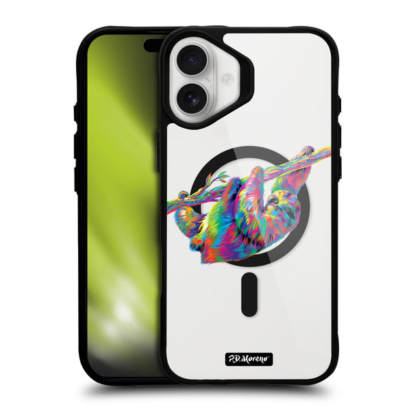 P.D. Moreno Gothic Art Sloth BLACK SHOCKPROOF BUMPER CASE COMPATIBLE WITH  & MAGSAFE Apple iPhone 16 Plus