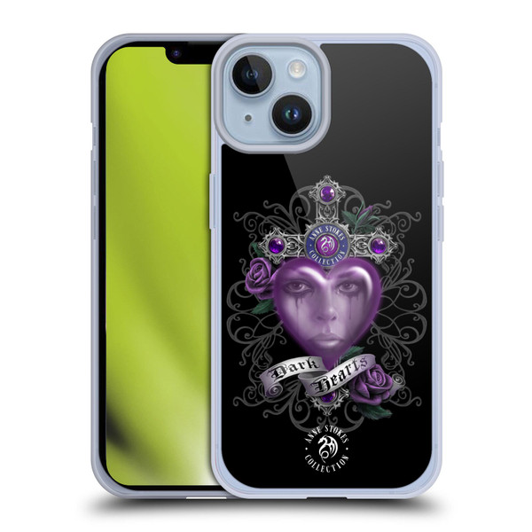 Anne Stokes Dark Hearts Purple Soft Gel Case for Apple iPhone 14