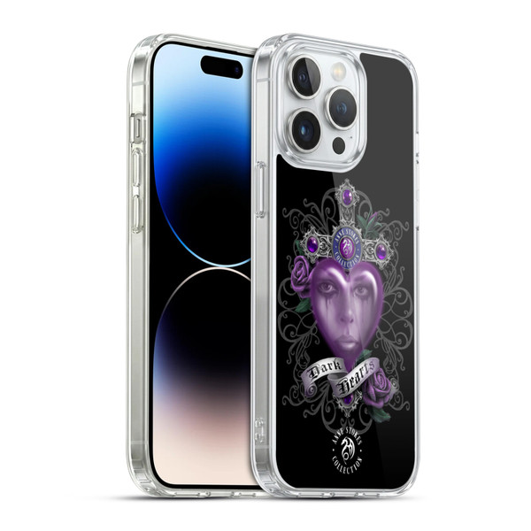 Anne Stokes Dark Hearts Purple Soft Gel Case for Apple iPhone 14 Pro Max & MagSafe