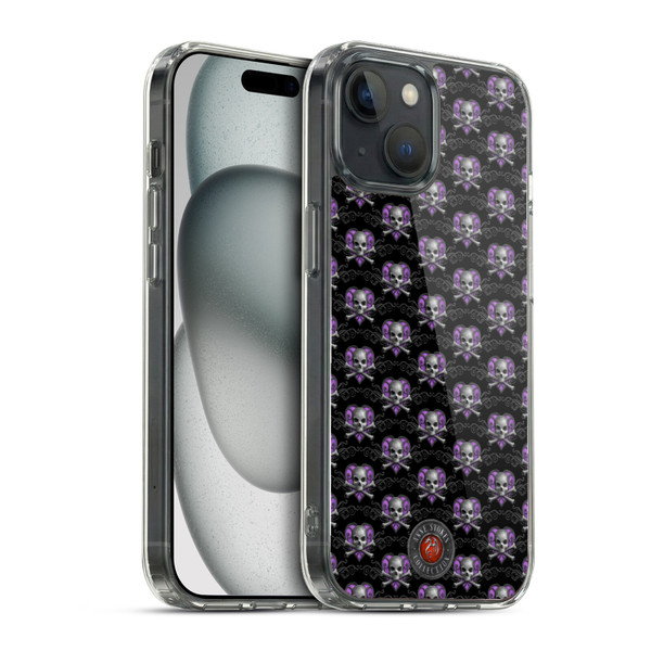 Anne Stokes Dark Hearts Skull Pattern Soft Gel Case for Apple iPhone 15 & MagSafe