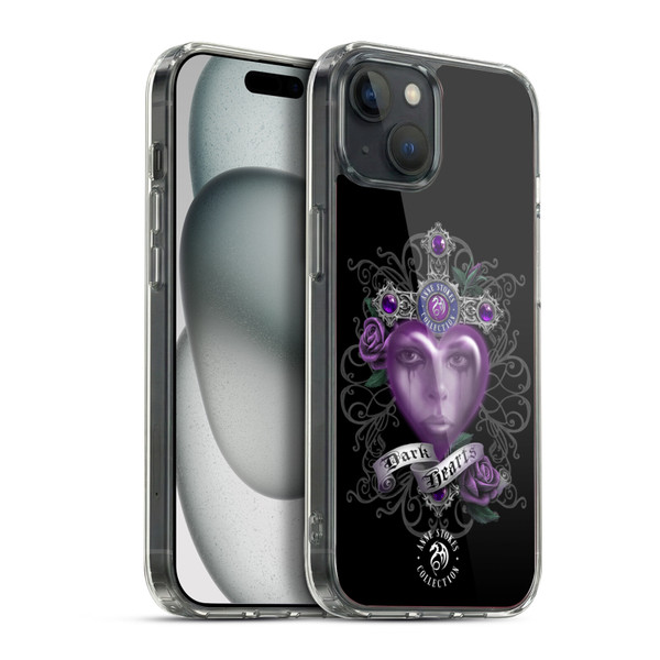 Anne Stokes Dark Hearts Purple Soft Gel Case for Apple iPhone 15 Plus & MagSafe