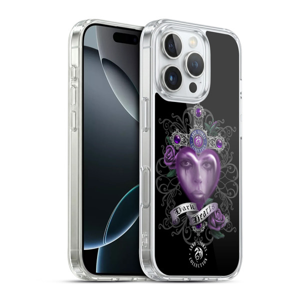 Anne Stokes Dark Hearts Purple Soft Gel Case for Apple iPhone 16 Pro & MagSafe